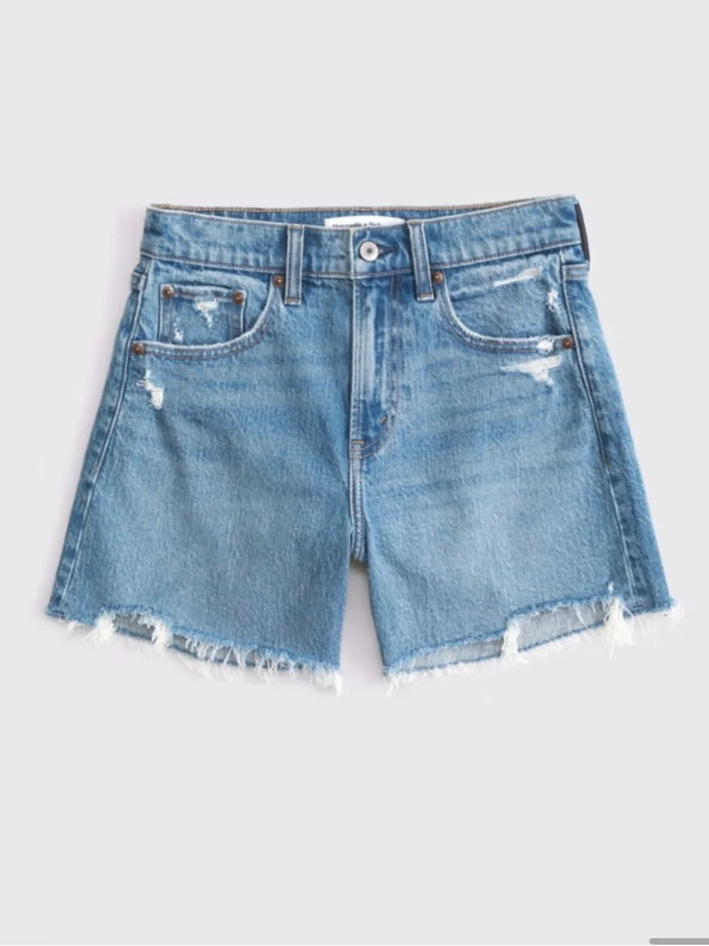 Abercrombie & Fitch High Rise Dad Short - Denim Cutoff Shorts